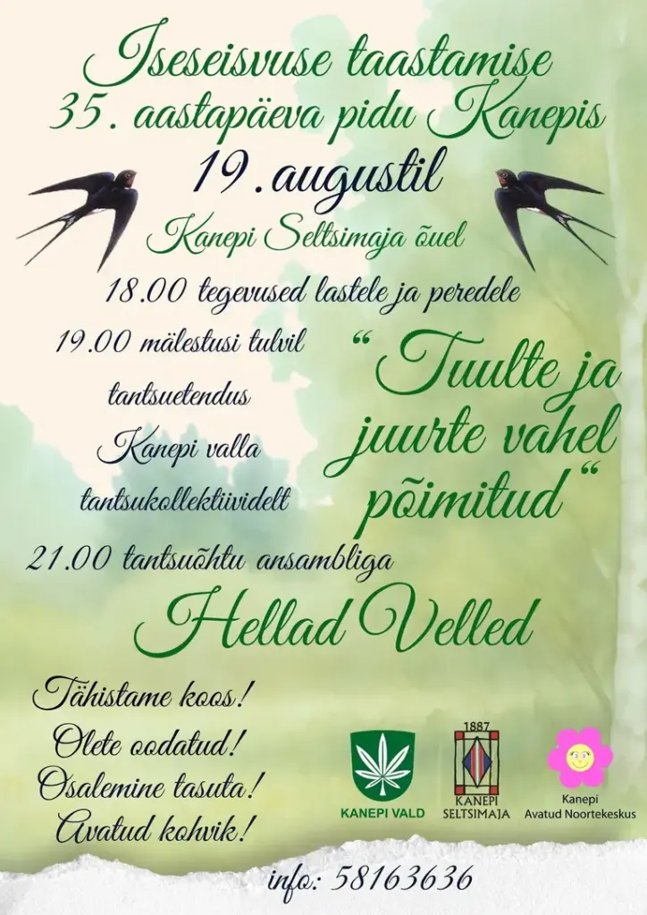 Kanepis peetakse 19. augustil tasuta iseseisvuse taastamise pidu
