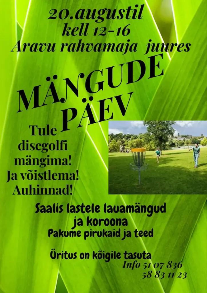 Mängude päev Põlvamaal: Aravu rahvamaja ootab discgolfi ja lauamänge